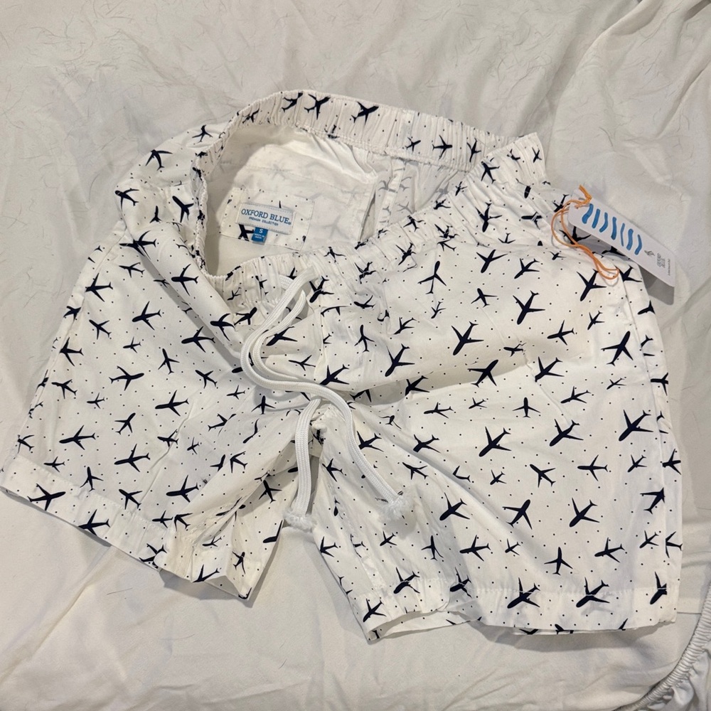 Oxford White and Black Patterned Athletic Shorts